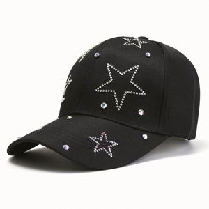 Casquette de baseball élégante en coton noir et rose avec strass pour femme – Vente en gros - Product Image 1