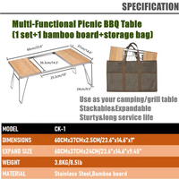 En bois Pliant Léger Portable Réglable Barbecue Plage Pique-Nique Camping Cuisine Igt Table