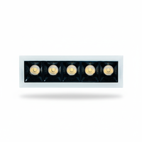 Plafonnier LED encastré à grille linéaire 5 têtes, boîtier en aluminium, CRI élevé Ra95, garantie 5 ans, dimmable, design européen, résidentiel