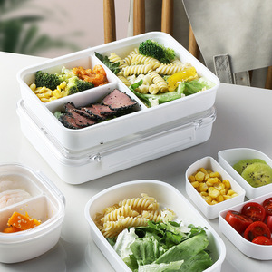 Lunch Boxes Bento <b>Containers</b> 1-3L Microwave Safe <b>Food</b> Grade <b>Plastic</b> With Lid For Students Office Workers - Product Image 2