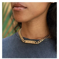 Collar con Colgante de Letra Inicial Personalizada, Cadena Cubana de Acero Inoxidable Chapado en Oro para Hombre y Mujer