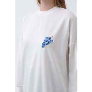 เสื้อคลุมถักไหมพรมผู้หญิง คอกลม ปักลายผลไม้ ชุดลำลองสำหรับใส่ทุกวัน สีดำ 10653TUN - Product Image 5