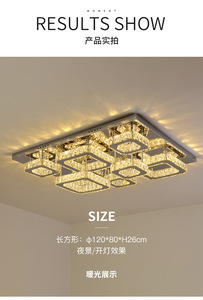Đèn chùm pha lê sang trọng kiểu mới đèn <span class=keywords><strong>LED</strong></span> hình vuông biệt thự khách sạn đèn trần hiện đại - Product Image 4
