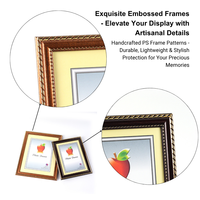 Bingkai Foto Persegi Panjang PS Embossed Modern dengan Tepi Dekoratif, Ukuran/Warna Dapat Disesuaikan, Pencetakan CMYK/UV/Silk Screen, Model LEADER 3128
