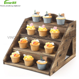 Soportes de exhibición de cupcakes de madera rústica de 4 niveles, exhibición de encimera de supermercado de fiesta de boda para Baby Shower - Product Image 2