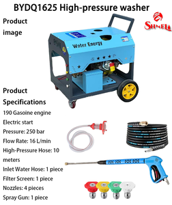 Nouvelle nettoyeuse <span class=keywords><strong>haute</strong></span> <span class=keywords><strong>pression</strong></span> à eau froide 10 kW 13 CV, 250 bars, 16 L/min, alimentée par moteur essence 190 à démarrage électrique, pour le nettoyage des surfaces extérieures - Product Image 4