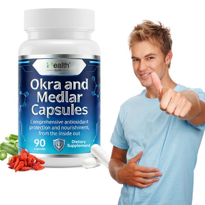 Compléments alimentaires à base de plantes pour hommes, capsules d'okra - Énergie, vitalité et stimulation de l'immunité, végétalien, faible teneur en sucre et en matières grasses, non destiné aux adolescents - Product Image 1