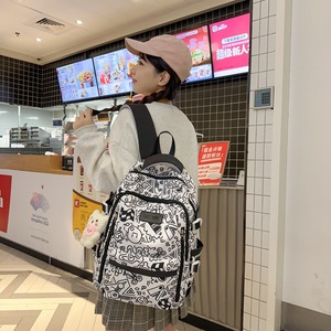 Student <b>Backpack</b> Graffiti Pattern 18 In Large Capacity <b>School</b> Bag For Girls High <b>School</b> Junior High Education Use - Product Image 4