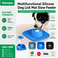 Tapis de léchage multifonctionnel en silicone pour chien, distributeur de friandises à bille roulante, base à ventouse, jouet d'enrichissement, qualité alimentaire, durable