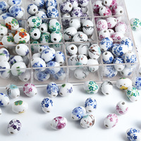 Perles d'espacement en porcelaine en vrac en gros bleu blanc forme d'olive bricolage fabrication de bijoux résultats perles de décalcomanie en céramique