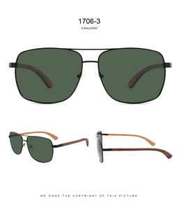 Gafas de sol cuadradas personalizadas ecológicas 2025, gafas de sol de madera, gafas de sol polarizadas de acero inoxidable de alta calidad, logotipo de marca para hombres - Product Image 5