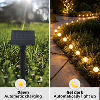 Lampes solaires à 20 LED IP65 avec globe en verre craquelé, à piquer dans le sol, guirlandes lumineuses étanches pour jardin, cour, allée, patio, décoration