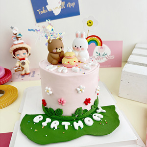 Rosa Mini <span class=keywords><strong>orsetto</strong></span> decorazioni <span class=keywords><strong>torta</strong></span> Toppers orso e coniglio per il ragazzo ragazza Baby Shower festa di compleanno decorazioni - Product Image 4