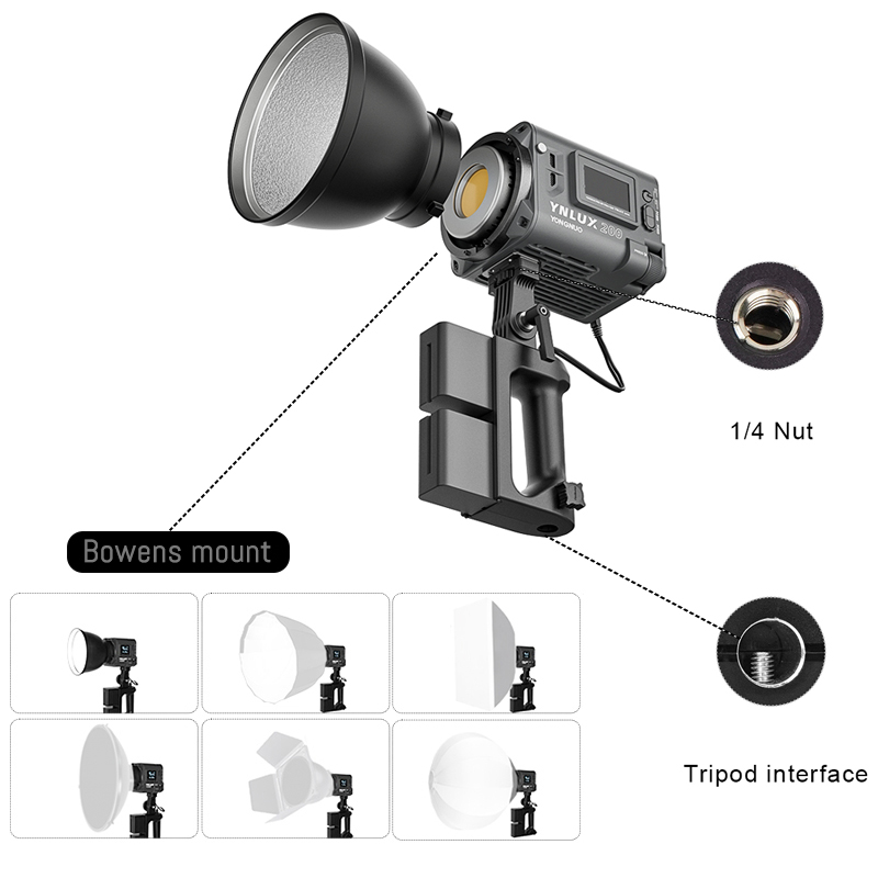 YONGNUO YN LUX200 撮影用LEDライト アダプタ付き 200W YONGNUO LUX200 Outdoor LED Light - Portable & Adjustable