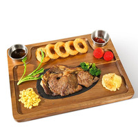 Cadeau de déménagement : Assiettes à steak, Plateau de service pour charcuterie, Planches à découper en bois d'acacia pour manger