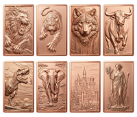 Pièces de monnaie en cuivre 5 oz, haute relief, .999 Cuivre pur, impression UV colorée, Tête de tigre, Rayures noires, Lune, Pièce de monnaie de collection