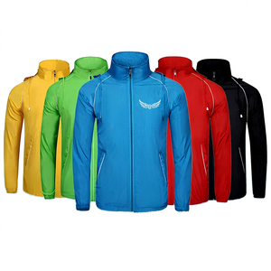 Men's Solid Color Windproof Polyester <b>Racer</b> <b>Jacket</b> Stand Collar Zipper Front Sporty Style Autumn Wear - Product Image 1