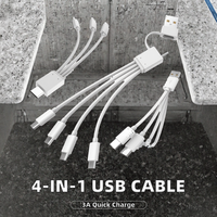 Câble plat TPE en gros d'usine, câble de charge rapide USB Type-C 4 en 1 3A, 15 cm, court, conducteur en cuivre pur