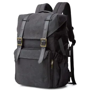 Bolsa de lona para câmera portátil profissional feminina, mochila para câmera digital DSLR de viagem à prova d'água para fotografia