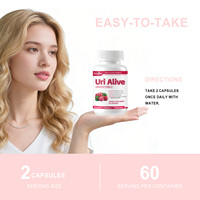 Uri Alive Triple Action Capsules de soutien urinaire à la canneberge 60 gélules D-Mannose Bacillus Subtilis Prébiotique Vitamines Soutien Urinaire