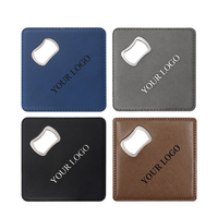 Sous-verre double fonction pour bureau d'entreprise, bar, sous-verre en cuir personnalisé de qualité supérieure avec logo personnalisé, ouvre-bouteille
