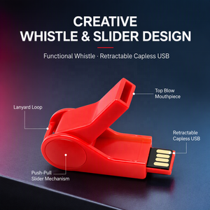 แฟลชไดรฟ์ <span class=keywords><strong>USB</strong></span> 2.0 รูปทรงนกหวีด ดีไซน์สร้างสรรค์ธีมกีฬา พลาสติกใหม่ ความจุ 8GB/16GB/32GB/64GB/128GB พร้อมการรับประกัน 3 ปี - Product Image 2