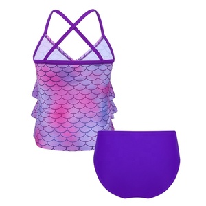 Bambina 2 pz sirena con stampa stella marina Bikini costume da bagno top slip Tankini costume da bagno - Product Image 3