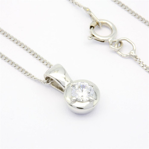 ชุดเครื่องประดับเจ้าสาวทองคำขาว 18K คุณภาพสูง ของขวัญแต่งงานสุดโรแมนติก จี้เพชรทรงโซลิแตร์เจียระไนบริลเลียนท์ สี H - Product Image 4