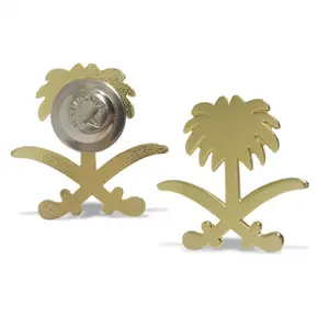 Metal personalizado Gold Palm tree ímã pin Arábia Saudita Dia Nacional Lapela Pin Badges broche