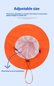 Kustom anak-anak topi Bucket UPF50 + lebar penuh perlindungan matahari dengan tali leher bernapas Mesh topi musim panas untuk 0-8 tahun - Product Image 4