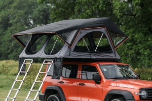 Tente de toit de voiture en aluminium étanche à la pluie <span class=keywords><strong>4x4</strong></span> pièce annexe 4 personnes <span class=keywords><strong>Camping</strong></span> automatique échelle en toile coque souple toit SUV <span class=keywords><strong>camion</strong></span> - Product Image 2