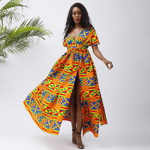 Abito Maxi con stampa Kente africano alla moda Kente africano taglie forti - Product Image 4