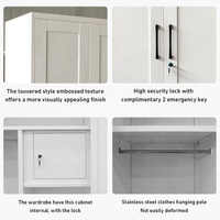 Armoire en acier durable à 3 portes avec panneaux surélevés, meuble de chambre en métal pour rangement de vêtements, placard à vendre