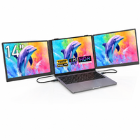 Écran portable triple 14 pouces, moniteur LCD pour MacBook, PC, jeux, multitâches, PS5, ordinateur portable
