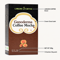 Café instantané Mocha au Ganoderma AMZ Factory Direct, mélange de café amer sans sucre, 168g, 12 sachets, champignon Reishi de qualité supérieure