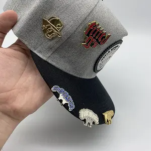 Hot Sale Custom Hat Pins Iced Out Wordmark Logo Fitted Hat Brim Clip