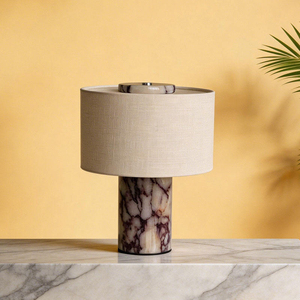 Luxuriöse Marmor-Tischlampe mit Stoffschirm |   Moderne Dekorative Nachttischlampe für Wohnzimmer & Schlafzimmer - Product Image 6