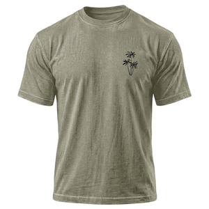 T-shirt pour homme à imprimé palmier délavé à l'acide, col rond décontracté, manches courtes, coupe ample, en coton, style streetwear - Product Image 3
