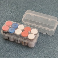 Boîte de 10 flacons de vaccin en plastique PET de 3 ml avec couvercle, matériaux recyclés, emballage transparent, gaufrage, couleur personnalisée