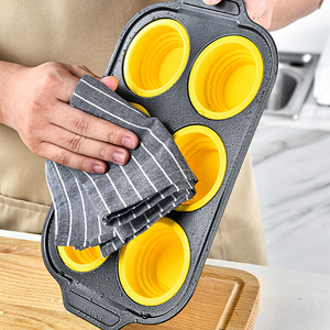 Juego de moldes plegables de silicona antiadherentes para hornear, estilo prensa, de fácil desmolde, para pan, muffins, cupcakes, chocolate y chiffon cake. - Product Image 5