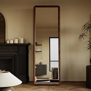 Gỗ rắn nhà tường treo phong cách retro mặc quần áo gương tiên tiến cảm giác sàn gương thực paulownia đầy đủ chiều dài gương - Product Image 1