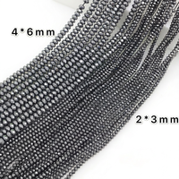 Perles intercalaires rondes à facettes en térahertz, forme abaque, perles en vrac 2x3 3x5 4x6 5x8 7x9mm, brin de 40cm pour la fabrication de bijoux DIY