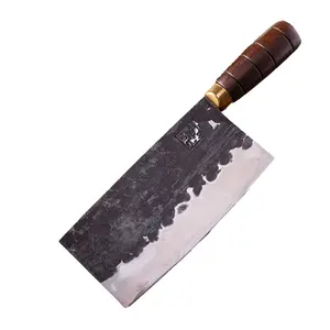 Couteau de chef en acier inoxydable à haute teneur en carbone Super Sharp couperet chinois forgé à la main avec manche en bois pour la coupe de viande végétale