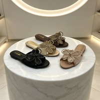 Sandales plates élégantes pour femmes, style africain, avec papillon en cristal, à lanière d'orteil