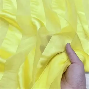גודל 5 cm באיכות טובה רך מוצק צבוע צהוב צבע טהור משי פס סאטן בד עבור שמלת אופנה