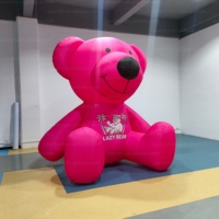 Mascotte gonflable géante en forme d'ours rose pour la publicité extérieure, avec motif imprimé, pour exposition