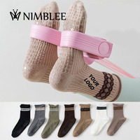 Chaussettes de yoga antidérapantes OEM personnalisées en gros pour femmes, accessoires de maintien pour barre, ballet, danse, et pilates à domicile