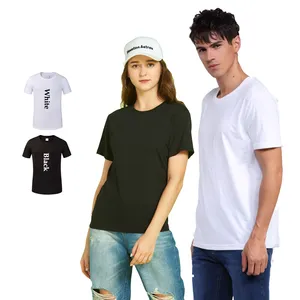 Großhandel T-Shirts 60% Baumwolle 40% Polyester Blank schlichte Herren Bulk günstigeren Preis Sonderdruck weiße und schwarze T-Shirts