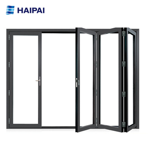 Porte pliante coulissante en verre d'aluminium Porte extérieure pliante avec tamis Mesh Panneau pliant élégant Design - Product Image 1