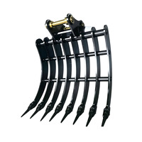 Râteau à racines hydraulique, grappin décompacteur, godet pour mini-excavatrice de 0,8 à 3,5 tonnes, râteau tamiseur pour préparation de chantier et démolition